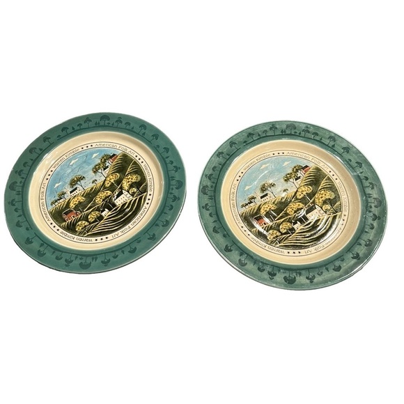 Vintage Otagiri Warren Kimble 8” Plates American Folk Art Signed PAIR - Picture 10 of 10